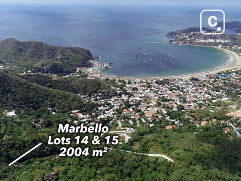 Terreno doble de 1,900 m² con vista a la bahía, San Juan del Sur