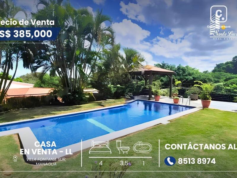House for sale in Villa Fontana Sur, Managua – 4 beds, 415 m²