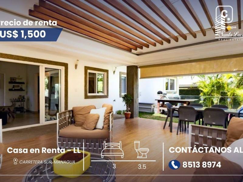 House for rent in Carretera Sur, Managua – 3 beds, 2,402 m²
