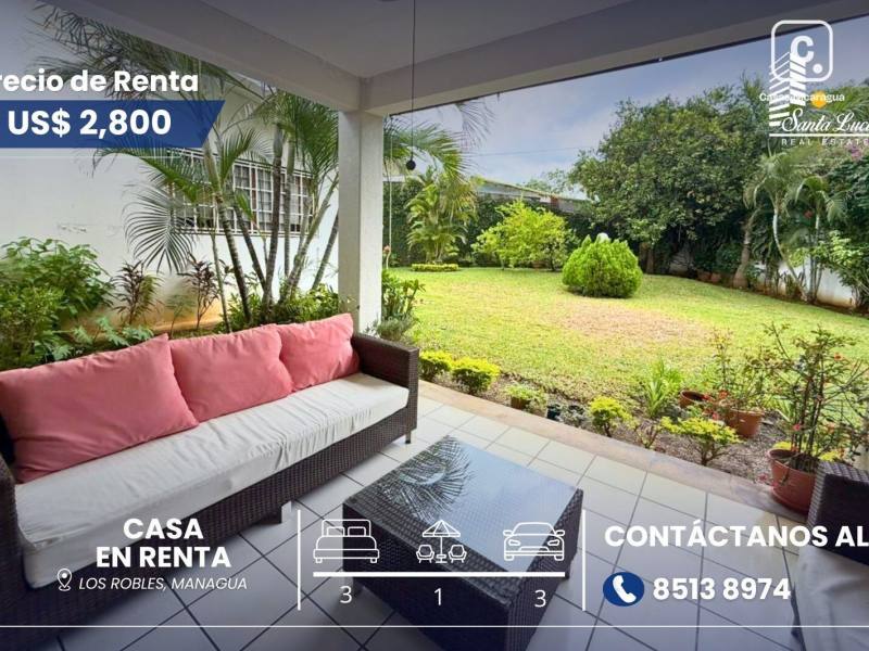 House for rent in Los Robles, Managua – 3 beds, 371 m²