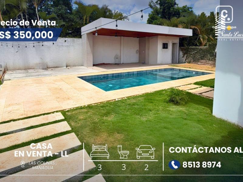 Casa en venta en Las Colinas, Managua – 3 hab, 305 m²