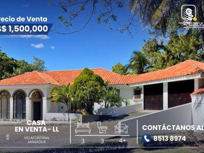 Casa en venta en Villa Fontana Sur, Managua – 3 hab, 600 m²