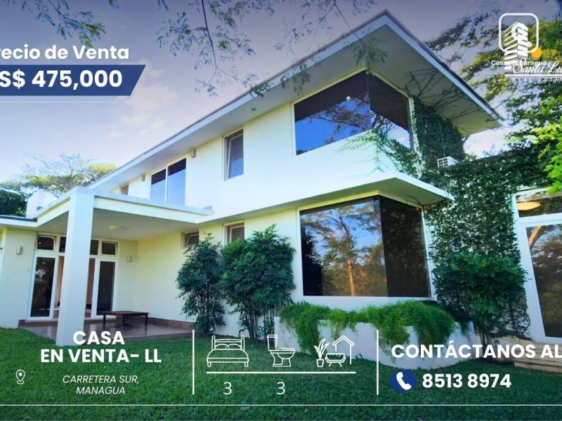 Casa en venta en Carretera Sur, Managua – 3 hab, 475 m²