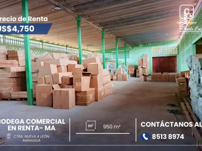 Bodega en alquiler en Carretera Nueva León, Managua – 950 m², US$ 4,750/mes