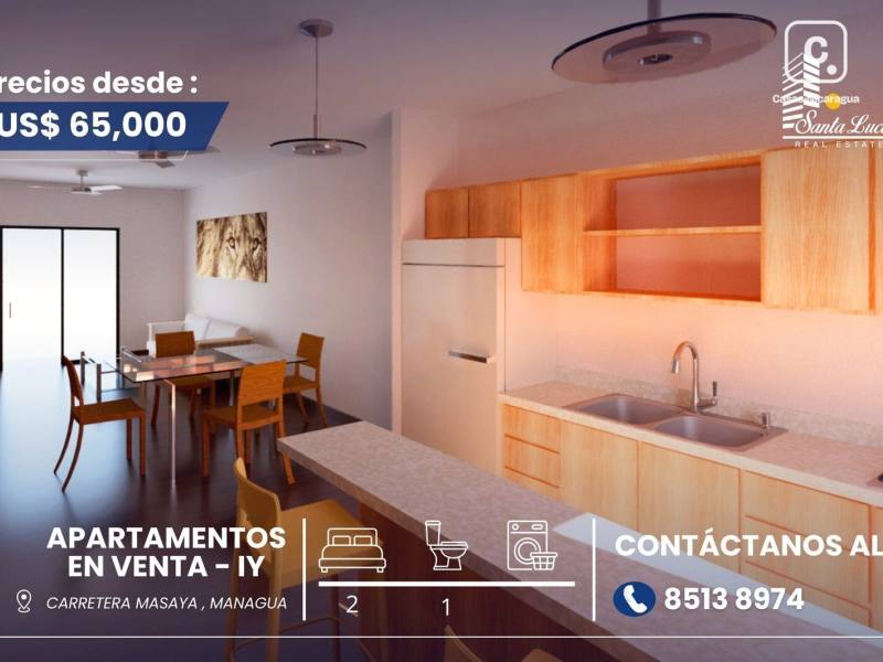 Apartment for sale in Carretera Masaya, Managua – 2 beds, 80 m², US$ 65,000