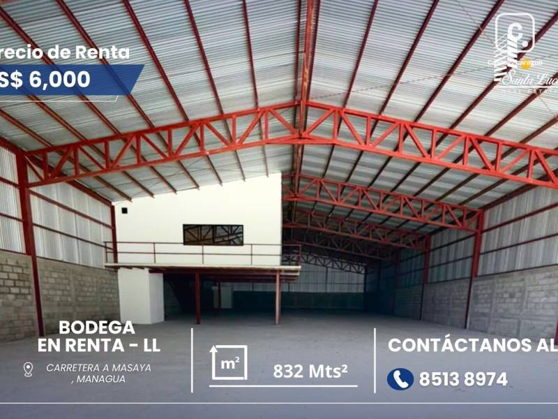 Warehouse for rent in Carretera Masaya, Managua – 832 m²