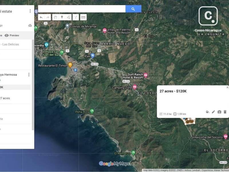Lot for sale in San Juan del Sur, Rivas – 109,265 m²