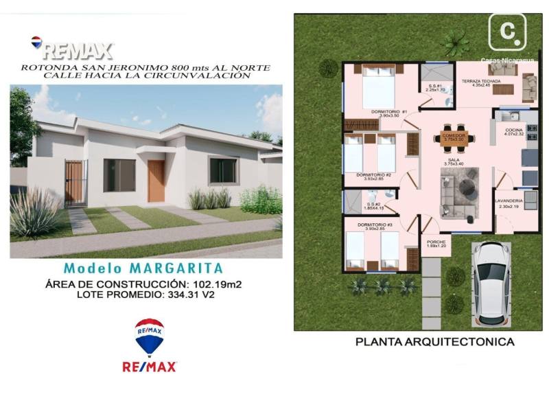 House for sale in Masaya – 3 beds, 112 m², US$ 89,855