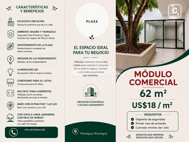 Oficina en alquiler en Planes de Altamira, Managua – 62 m²