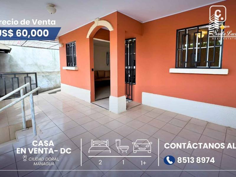 Casa en venta en Ciudad Doral, Managua – 2 hab, 70 m²
