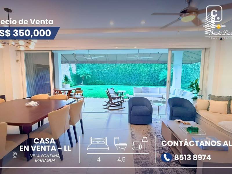 House for sale in Villa Fontana, Managua – 4 beds, 285 m², US$ 350,000