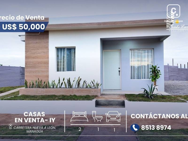 Casa en venta en Carretera Nueva León, Managua – 2 hab, 57 m²