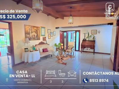 Casa en venta en Santo Domingo, Managua – 3 hab, 390 m²