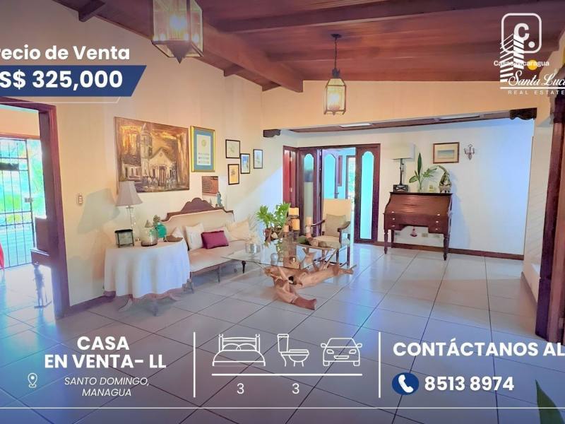 Casa en venta en Santo Domingo, Managua – 3 hab, 390 m²