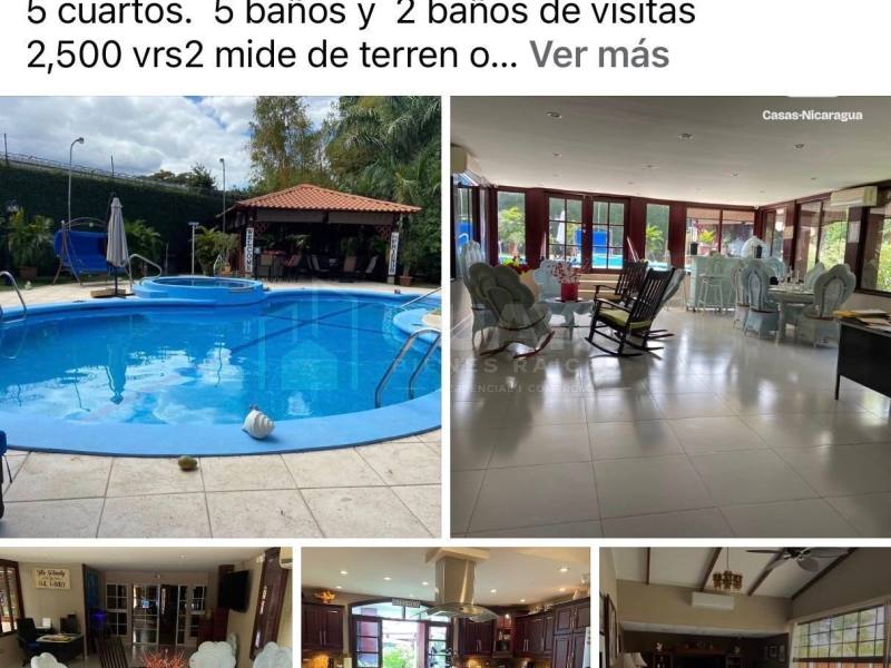 Casa en venta en Las Colinas, Managua – 5 hab, 1,400 m²