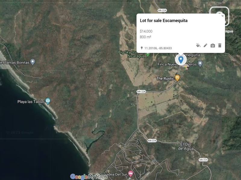 Terreno en venta en San Juan del Sur, Rivas – 809 m²