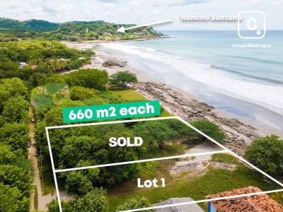 Terreno frente al mar de 660 m² con 13.7 m de playa en Playa Popoyo, Tola