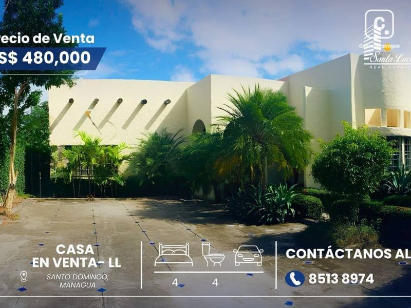 Casa en venta en Santo Domingo, Managua – 4 hab, 450 m²