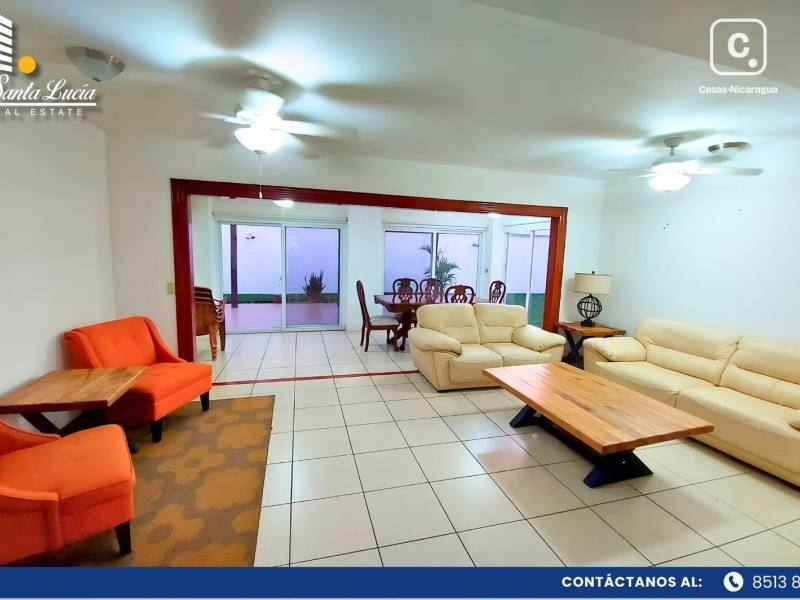 Casa en alquiler en Las Colinas, Managua – 3 hab, Ref SLcasaamuebladaenrentaenalamed