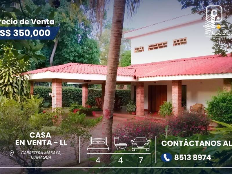 Casa en venta en Carretera Masaya, Managua – 4 hab, 420 m²