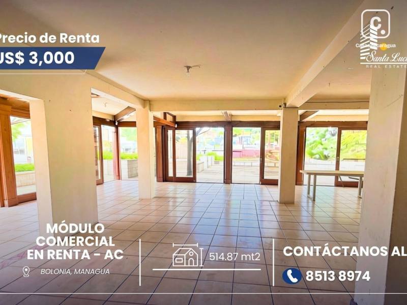 Local comercial en alquiler en Bolonia, Managua – 514 m²