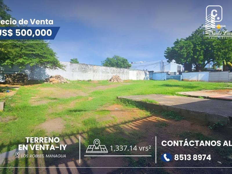 Terreno en venta en Los Robles, Managua – 1,337 varas²