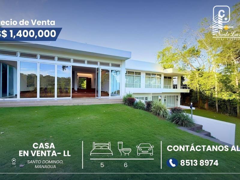 Casa en venta en Santo Domingo, Managua – 5 hab, 600 m², US$ 1,400,000