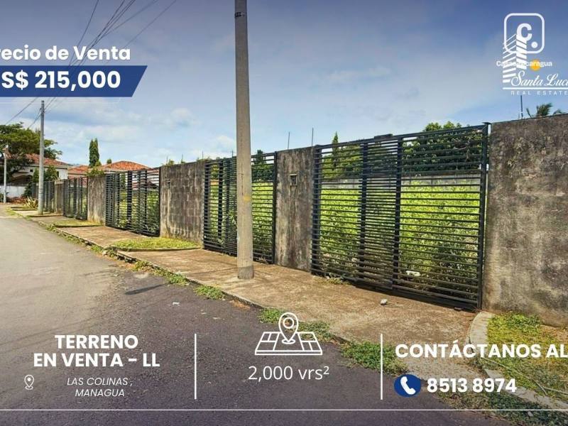 Terreno en venta en Las Colinas, Managua – 2,000 varas²