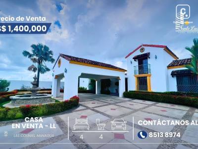 Casa en venta en Las Colinas, Managua – 4 hab, 800 m², US$ 1,400,000