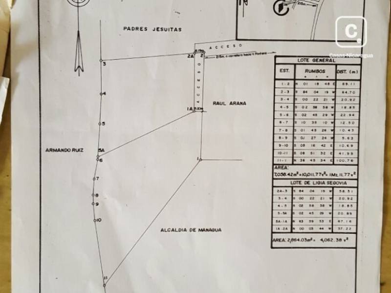 Terreno en venta en Villa Fontana, Managua – 14,000 varas²