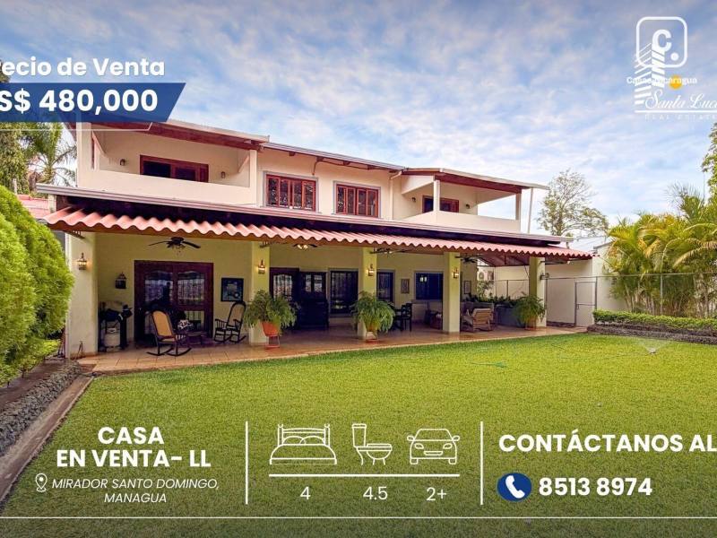 Casa en venta en Santo Domingo, Managua – 4 hab, 497 m²