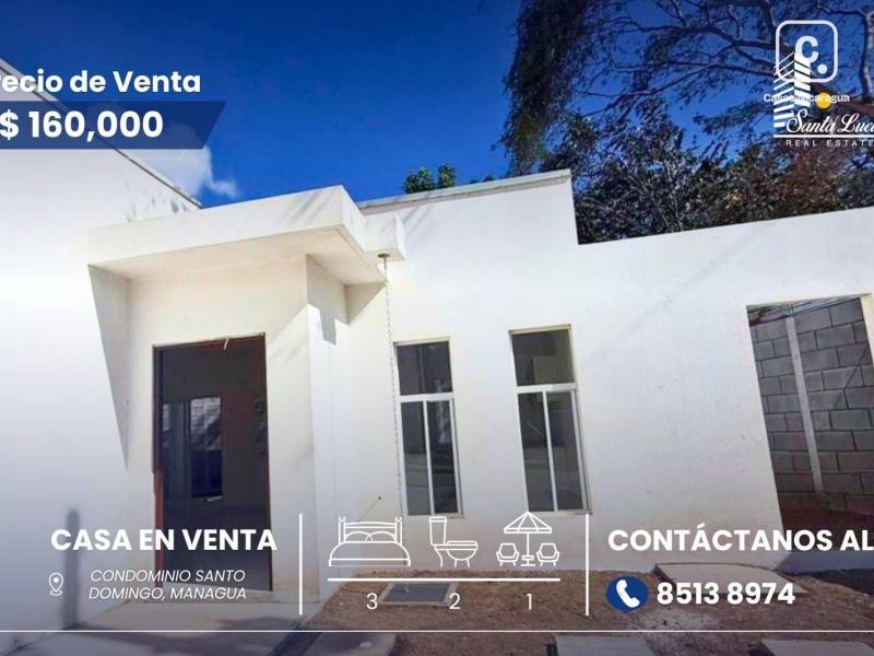 Casa en venta en Santo Domingo, Managua – 3 hab, 140 m²