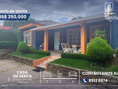 Casa en venta en Reparto San Juan, Managua – 5 hab, 285 m²