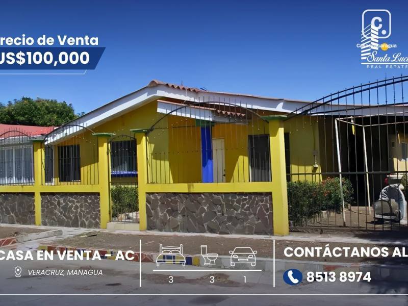 Casa en venta en Carretera Masaya, Managua – 3 hab, 184 m²