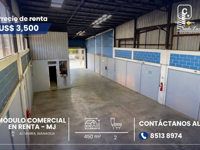 Local comercial en alquiler en Altamira, Managua – 450 m², US$ 3,500/mes
