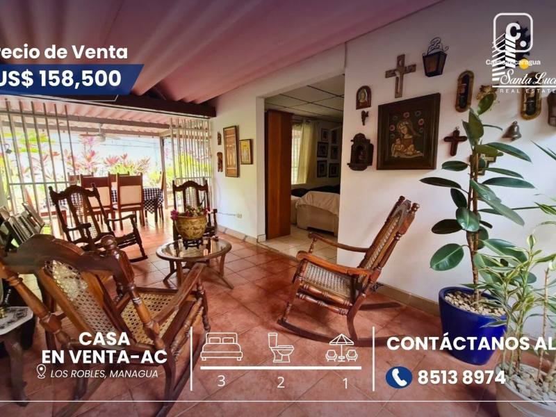 Casa en venta en Los Robles, Managua – 3 hab, 186 m²