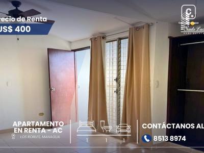 Apartamento en alquiler en Los Robles, Managua – 1 hab