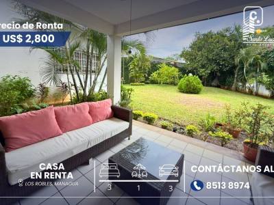 Casa en alquiler en Los Robles, Managua – 3 hab, 371 m²